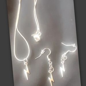 Lighting bolt necklace with matching earring by Laura Rocks Jewelry